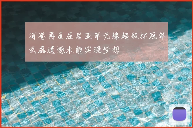 海港再度屈居亚军无缘超级杯冠军武磊遗憾未能实现梦想
